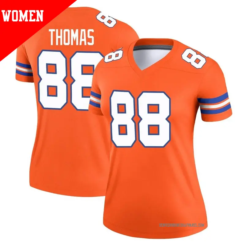 Women's ＃88 Demaryius Thomas Denver Broncos Legend Orange Alternate Mile High Collection 1977 Throwback Jersey